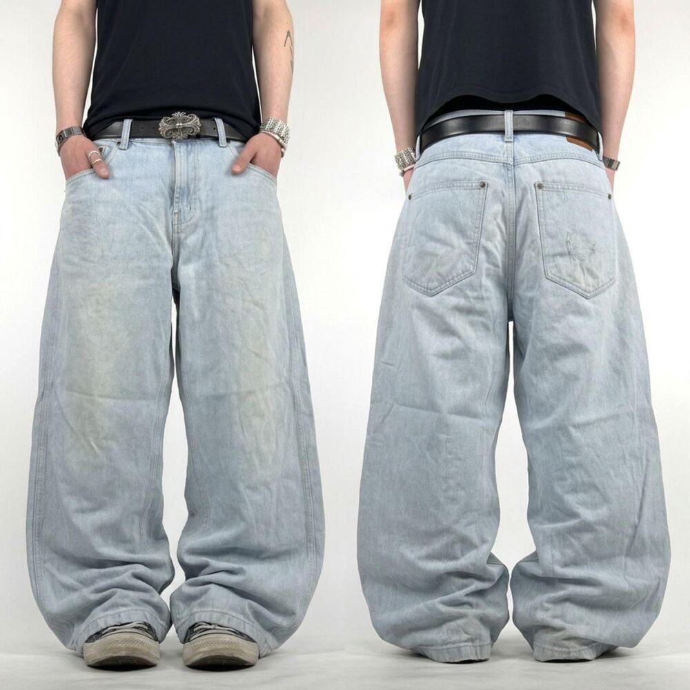 Vintage y2k grunge archive embroidered baggy wide leg skater rare jeans